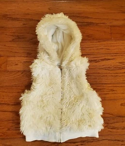 Girls 5-6 GYMBOREE white Faux Fur Vest Jacket Zipper Small Hoodie 9 - Picture 1 of 5