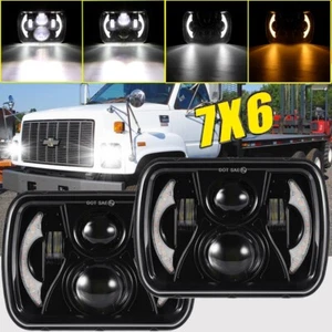 For Chevy C6500 C7500 Kodiak Corvette Classic Car 5x7/7x6 LED Headlight Ring DRL - Picture 1 of 12