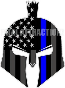 American Flag Blue Line Spartan Vinyl Sticker Decal trojan warrior thin police - Picture 1 of 1