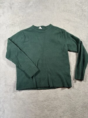J Crew Merino Wool Sweater Youth Large Green Pullover Crew Neck Preppy Soft - Image 1 of 4