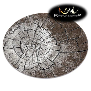Amazing Designer structural soft Rug COZY circle Wood tree trunk brown white - Picture 1 of 6