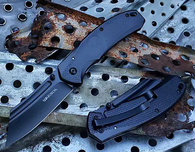 All Black Punisher Skull Frame Lock Spring Assisted Pocket Knife EDC 5.9 oz - Image 1 of 4