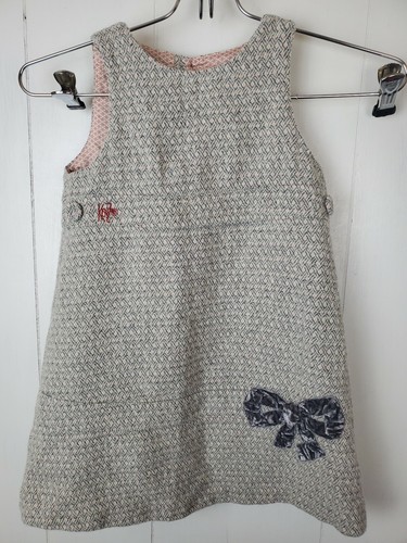 Abito bambina Kenzo taglia 4A 102 grigio rosa maglione senza maniche fiocco tweed