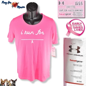 Under Armour L Semi-Fitted Electro Pink "I Run For" Breast Cancer Awareness 2013 - Picture 1 of 9