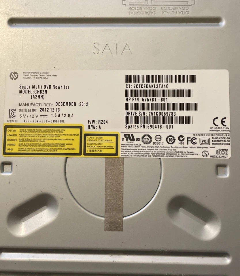 HP GH82N Disk Drive Black Compact Disc Ultra Speed Super Multi & DVD Rewriter - Image 1 of 1