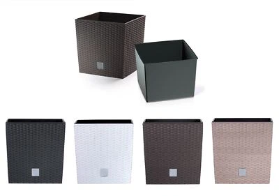 PROSPERPLAST Blumentopf Blumenkübel Blumenkasten in Rattan-Optik Pflanzkübel 6 Größen RatoLow