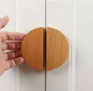 2 pcs Semicircle Half Round Wood Knobs Extra Large Big for Bifold Doors - Picture 1 of 16