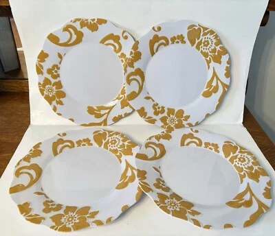 "Juego de 4 platos de cena Better Homes de melamina albaricoque dorado flores de cítricos de 10""" Foto 1 de 3