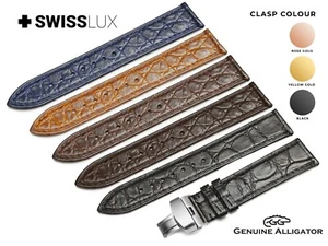 Crocodile Alligator Leather For BULOVA Watch Strap Band Clasp Buckle - Picture 1 of 12