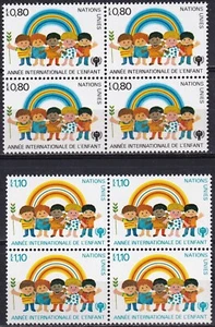 Naciones Unidas Ginebra 1979 Yvert 83/84 bloque de 4 Inter. Niño Año MNH VF - Imagen 1 de 1