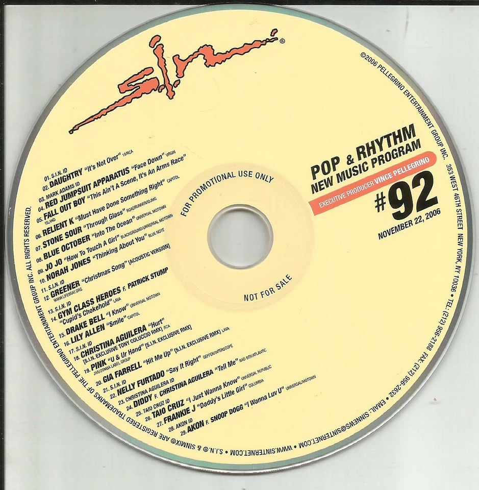 PROMO CD RARE MIXS CHRISTINA AGUILERA Pink GIA FARRELL & BLUE OCTOBER Stone Sour Foto 1 de 1