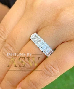 Eternity Style 4.00ct Round Diamond Simulated Band Sterling Silver Promise ring - Picture 1 of 9