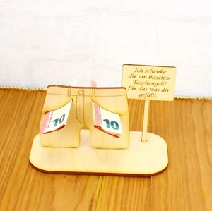 Geburtstag Geldgeschenk Taschengeld Hose verschiedene Schilder - Bild 1 von 10