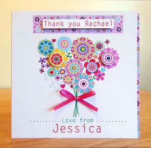 Biglietto ringraziamento speciale personalizzato GRAZIE card Fiori-grazie, grazie - Foto 1 di 1