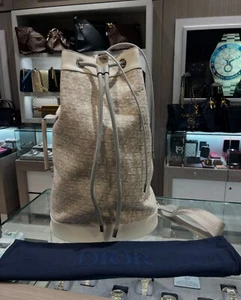 Christian Dior White Drawstring Duffle Bucket Weekender Rucksack, Retail $2,800 - Picture 1 of 8