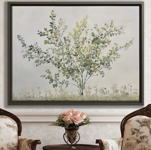 Botanical Canvas Print Minimalist Wall Art Greenery Painting Light Green Decor - Picture 1 of 9