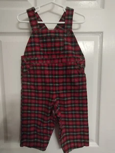 Vintage 90's Christmas Overalls Red & Green Plaid Flannel Little Me 24 Months - Picture 1 of 12