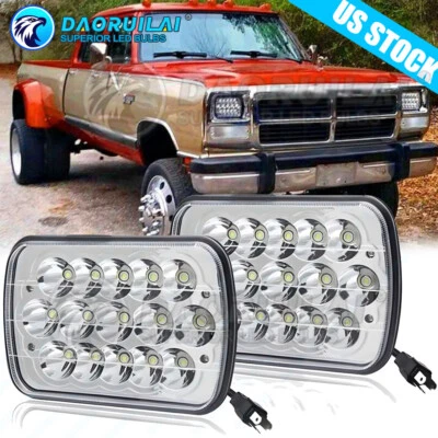 Pair 5x7" 7x6" LED Headlights Hi/Lo Beam For Dodge D150 D250 D350 Ram 50 H4 JEEP - Image 1 of 4
