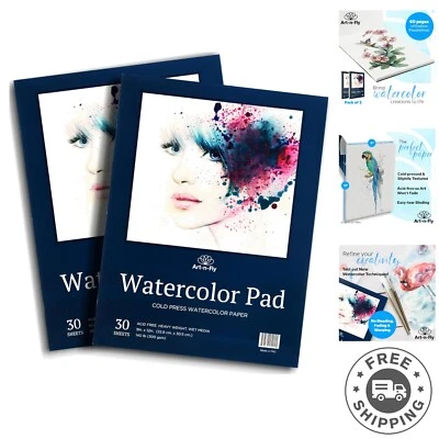 Almohadilla de papel de acuarela prensa en frío grado artista 9x12 - Ideal para pintar y dibujar Foto 1 de 4