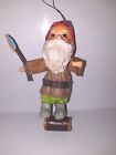 Vtg Russ Berrie Paper Mache Woodsman Santa Gnome Lumber Jack Ornament