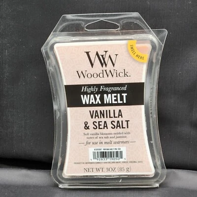 WoodWick vainilla y sal marina cera perfumada altamente perfumada se derrite 6 unidades 3 oz Foto 1 de 4