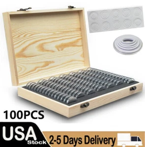 100 pcs Coin Capsules Storage Box with Wooden Case Holders Collection Display - Picture 1 of 11
