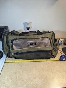 SPORTS AUTHORITY Green Canvas & Leather Duffel XL Carry On Bag Travel 13 x 26" - Picture 1 of 4