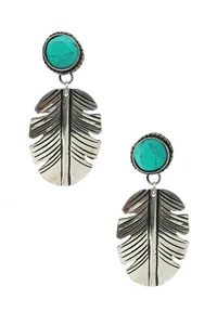 Pendientes de pluma en tono plateado colgantes colgantes colgantes perforados poste trasero 2 7/8"" de largo - Imagen 1 de 2