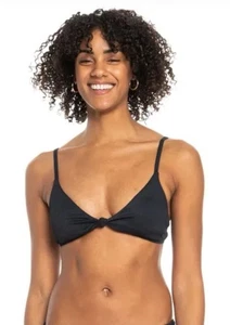 Roxy Love The Surf Ribbed Bikini Top V-Neck Adjustable Black Women’s Sz Med NWT - Picture 1 of 19