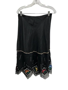 Silkland verzierter Leinenrock schwarz Gr. 8 Whimsigoth Fee Witchy schwarz Grunge - Bild 1 von 10