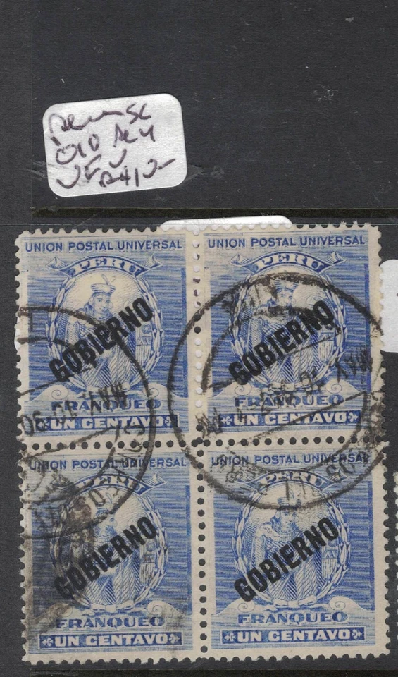 Perú SC O10 Bloque de 4 VFU (1fox) Foto 1 de 1