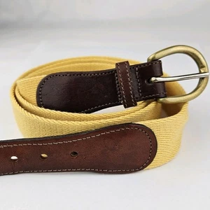 Trafalgar Yellow Wool Surcingle Belt Leather Trim Brass 42" USA Retired Style - Picture 1 of 5