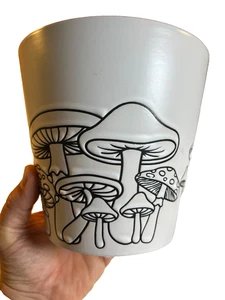 Psychedelic Mushroom Planter Retro Style Ceramic Pot Embossed Fungi Boho Hip - Picture 1 of 14