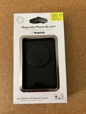 PopSockets Magnetic Phone Wallet+ (For MagSafe) Carbonite Weave Black OPEN NEW! - Image 1 of 4