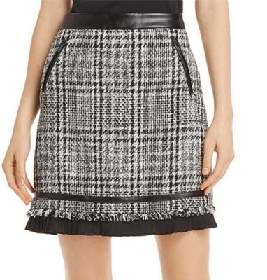 KARL LAGERFELD PARIS Tweed Knit Skirt  Knee Black White Academia Rory Gilmore  8 - Image 1 of 4