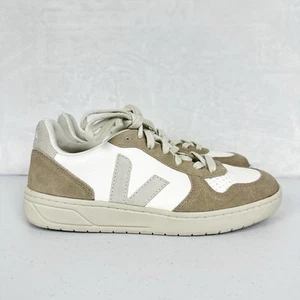 Veja Sneakers Uomo 6 Donna 8 Crema Beige V-10 Pelle Senza Cromo Tempo Libero - Foto 1 di 12