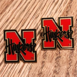 Vintage Lapel Pins  - Hat Pins - Two (2) Nebraska Corn Huskers, Gold Tone - Picture 1 of 8