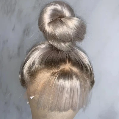 Straight Ombre Ash Blonde Full Lace Wig 100% Human Hair Wigs 180% Density - Image 1 of 4