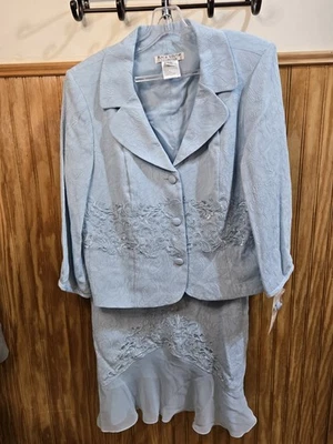 Conjunto de traje falda 2 piezas Plaza South Collection para mujer talla 14 azul polvo nuevo Foto 1 de 4