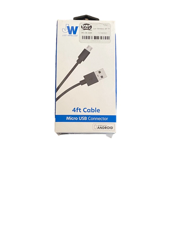 NEW Just Wireless 4ft TPU Micro USB to USB-A Cable - Black - Image 1 of 1