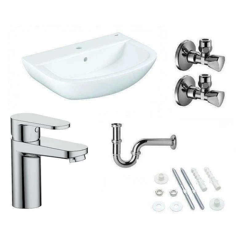 Grohe Waschtisch Waschbecken 60cm mit Armatur Siphon Eckventile Komplettset - Bild 1 von 1