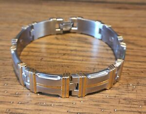 Sabona Of London Stainless Steel Silver And Gold Tone Magnetic Link Bracelet
