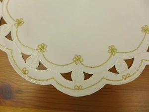 Tischdecke Deckchen Tischset Breisach ecrue gold bestickt Weihnachten Größenwahl - Bild 1 von 2
