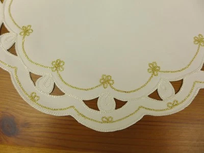 Tischdecke Deckchen Tischset Breisach ecrue gold bestickt Weihnachten Größenwahl - Bild 1 von 2