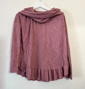 Anthropologie Maeve Addie Ruffled Hacci Pullover Sweater Womens Medium Pink Cozy - Picture 1 of 10