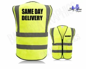 Same Day Delivery hi-vis Safety Yellow Vest reflective 2"Strips+pockets-Custom - Picture 1 of 12