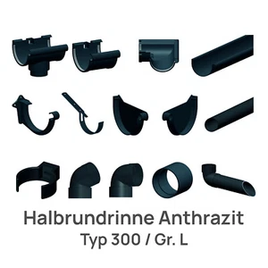 Dachrinne Regenrinne Typ300 Anthrazit | Fallrohr + Zubehör DN60 | Kunststoff PVC - Bild 1 von 31