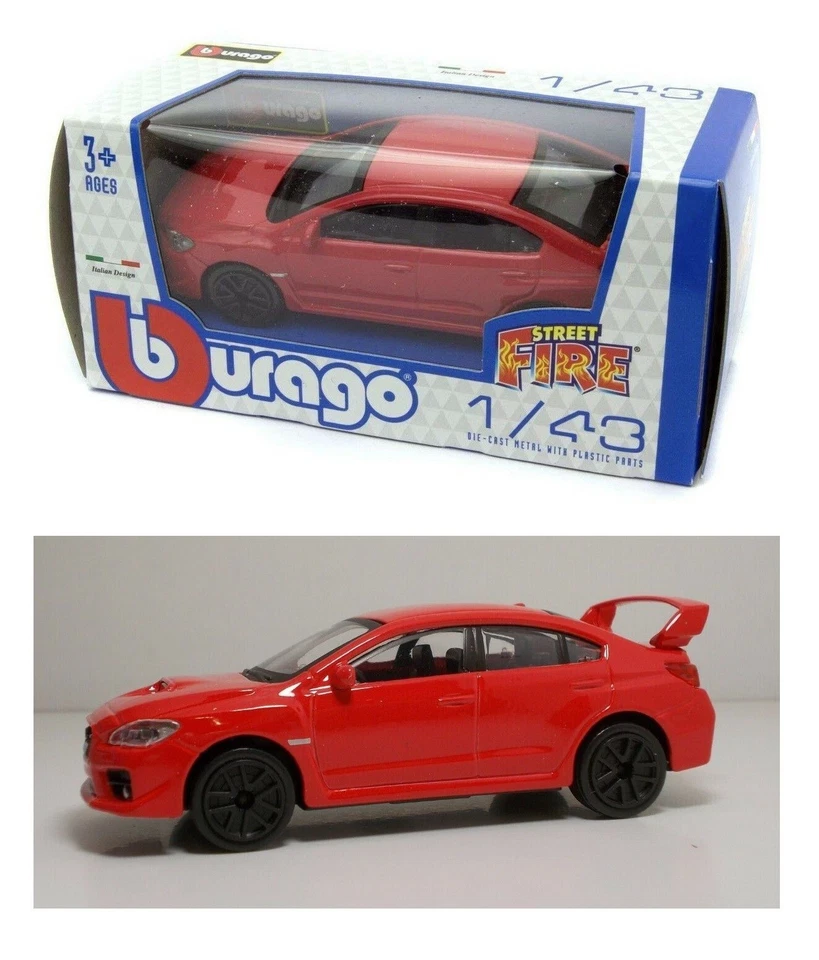 Subaru WRX STI 2017 rossa, modellismo 1:43 Burago Bburago metal Street Fire - Immagine 1 di 1