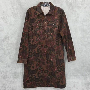 Vestido Chadwicks Pana Paisley Popover Cambio 10 Marrón Manga Larga Retro Mod - Imagen 1 de 10