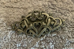 Intertwined Hearts Pewter Brooch Pin Vintage Metzke 1989 Openwork Love Valentine - Picture 1 of 2